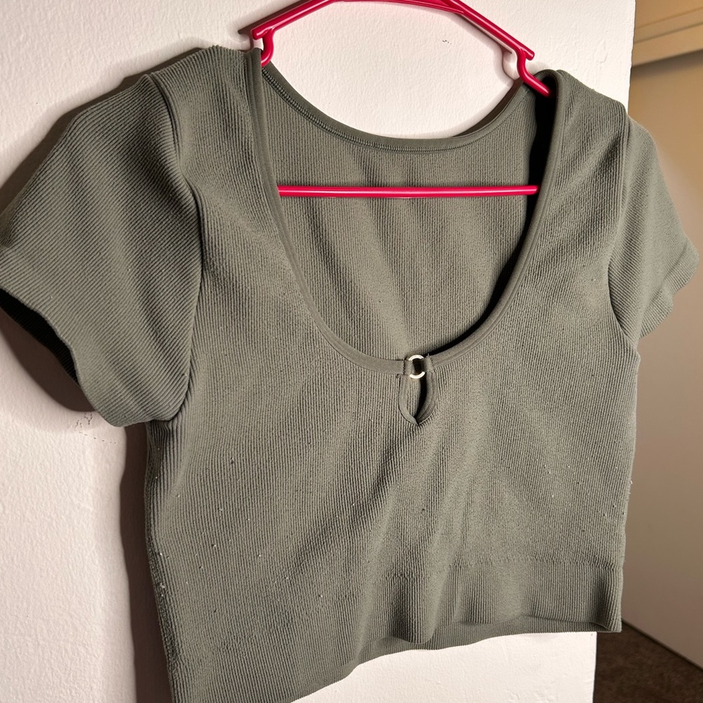 Aerie Sage Ribbed Knit Top